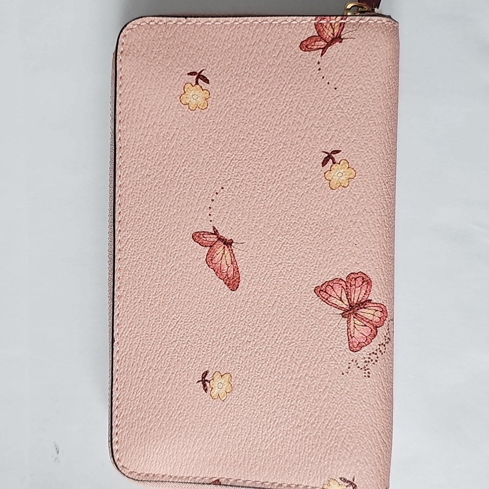 Coach Pink Butterfly Zip Around  Wallet - Picture 2 of 9